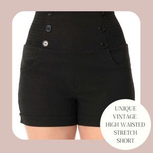 Unique Vintage High Retro High Waisted Sailor Short Black Size Medium